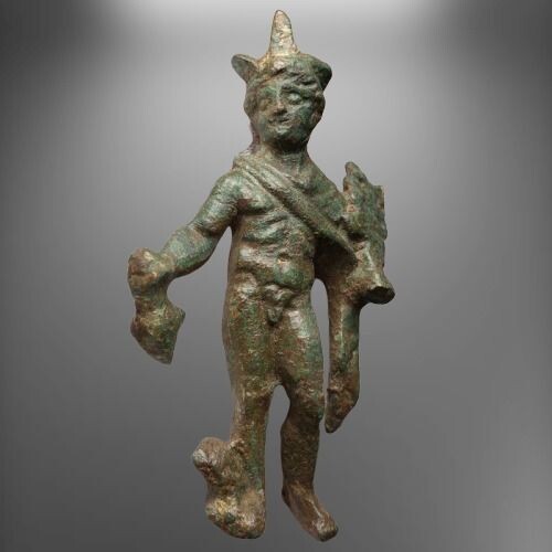 Ancient Roman Bronze Figure of a Mercury (Hermes) Exquisite style, elegant Movements (not static) and Perfect Proportions