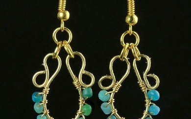 Ancient Roman Glass Earrings with turquoise glass beads