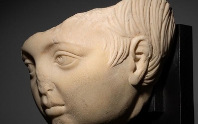 Ancient Roman Marble Important head of the child emperor Severus Alexander