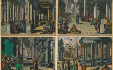 Anoniem (17e eeuw) - 4 oudtijds gekleurde en goudgehoogde prenten