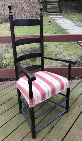 Antique 19th C American Ladderback Armchair