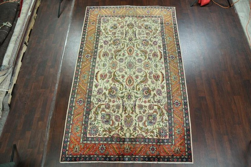 Antique All-Over Floral Tabriz Persian Area Rug 7x11