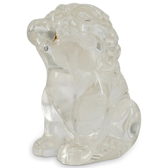 Antique Chinese Carved Rock Crystal Guardian Lion Snuff Bottle