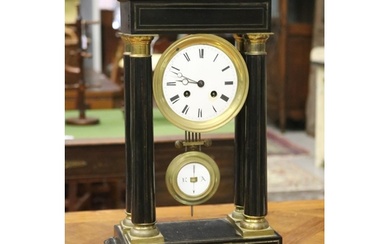 Antique French Napoleon III portico clock, has pendulum, no ...