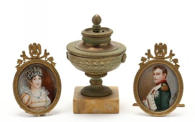 Antique Miniature Portraits of Napoleon and Josephine