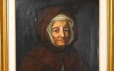 Antique Oil on Canvas Portrait of an Old Woman