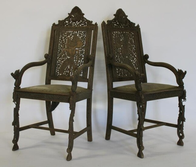 Antique Pair of Finely Carved South East Asian