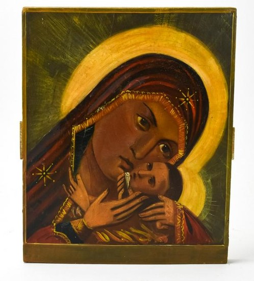 Antique Russian 19th C Icon Korsyn Mother of God