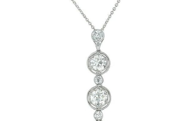 Art Deco Diamond Drop Pendant Necklace