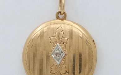 Art Deco Diamond and 14K Gold Locket Pendant