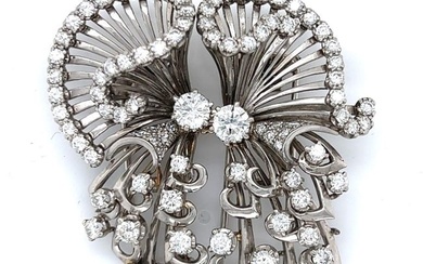 Art Deco Platinum 7.70 Ct. Diamond Brooch