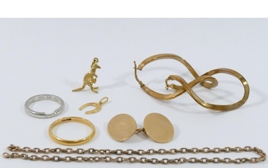 Assorted 9 carat gold items and yellow metal items stamped '...
