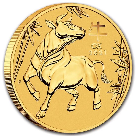 Australia - 25 Dollar 2021 Perth Mint Lunar III Serie Jahr des Ochse / Ox - 1/4 oz - Gold