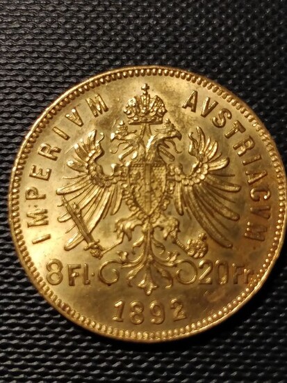 Austria - 20 Franchi 1892 - Franz Joseph I. - Gold