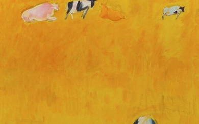 BERNARD CHAET, (American, 1924-2012), Cows on Yellow