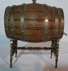 BRONZE MOUNTED FRENCH WOODEN KEG ON STAND