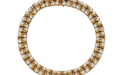 BULGARI CULTURED PEARL AND GOLD NECKLACE