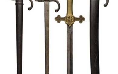 Bayonets. A French chassepot bayonet plus two Gras and Drummer's sword