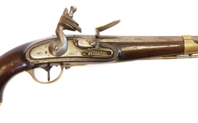 Belgian 16 bore flintlock pistol, 10 inch barrel fitted into...