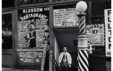 Berenice Abbott (1898-1991), Blossom Restaurant, 103 Bowery Between Grand and Hester Streets, October 24 (1935)