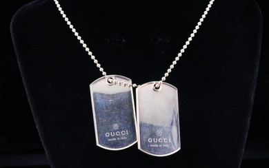Bibi Hilton's Gucci Sterling Silver Dog Tag Necklace