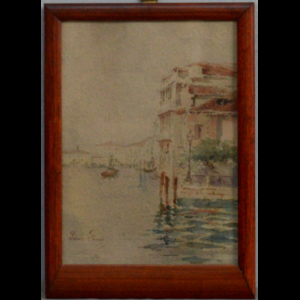 Bice Finzi , "Scorcio di Venezia" acquarello su carta (cm 21x15) firmato e datato 1891 in basso a sinistra, in cornice