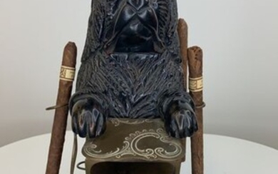 Black Forest Stung Dog - Compendium for Cigars and Matches - Wood - Approx. 1910