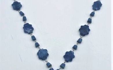 Blue Lapis Mayan Aztec Pendant Necklace Lapis Chain