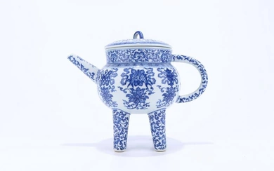 Blue and white eight-treasure pot