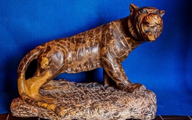 Bottega d'arte - Sculpture, Hand carved marble panther - 57 cm (1) - Marble - Early 20th century