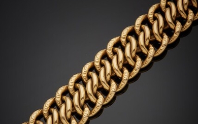 Bracelet en or jaune 18K 750‰, maille américaine, fermoir à cliquet avec un huit de...