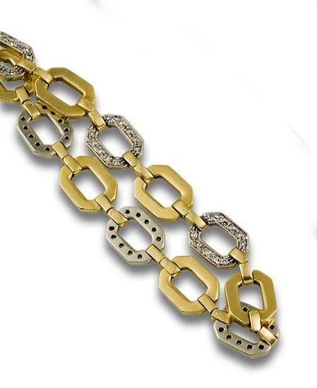 Bracelet in yellow gold and 18 kt. white gold front,.