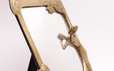 Brass Art Nouveau Style Mirror (L: 34cm)