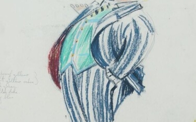 Brian Seaton, British, mid-20th century- Costume designs for La Scintillante; coloured chalks and pencil, variously signed and inscribed, 48.5 x 30 cm. (unframed) (4) (ARR) Note: Seaton exhibited at the Royal Academy in 1954, no.494.