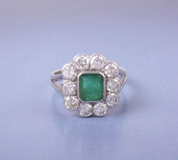 Brillant/Smaragd Damenring