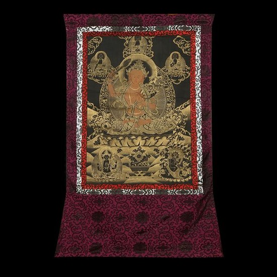 Buddhist Thangka. Tibet. Early 20th century. Mineral