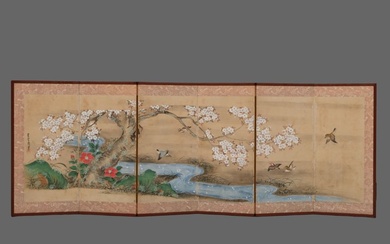 Byōbu folding screen - Lacquer, Paper - Japan