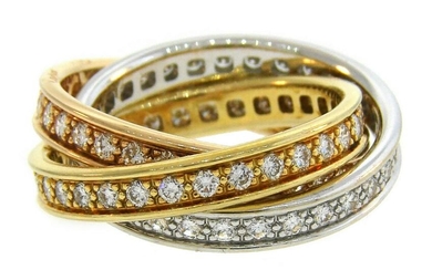 CARTIER Diamond Gold Trinity Band RING Size US 5 French