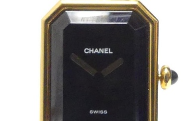 CHANEL Premiere L Chain Bracelet Analog Gold Black Quartz Ladies Watch
