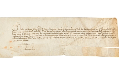 CHARLES V. Acte manuscrit signé par son secrétaire Berthault François. Paris, 15 octobre 1364. 1...