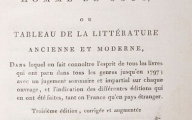 [CHAUDON (Louis-Mayeul and Esprit-Joseph)] Nouvelle bibliothèque d'un Homme de goût,...