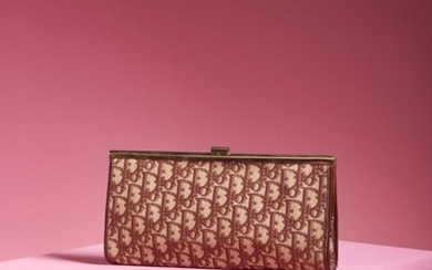 Christian Dior, Canvas monogram clutch in burgundy and ivory.
