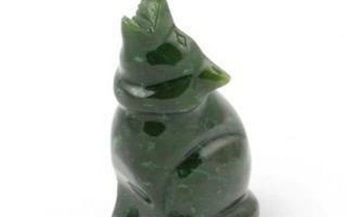 Canadian Nephrite Jade Howling Wolf Carving