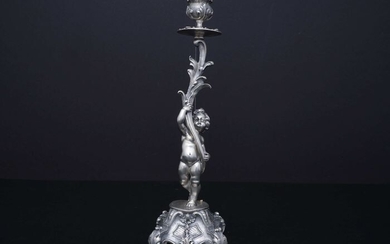 Candlestick, with Putto (1) - .800 silver - Caputo Francesco - Italy - Mid 20th century