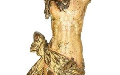 Carved polychrome wood Christ