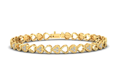 Certified 2 ctw diamond bracelet - 14k Yellow Gold