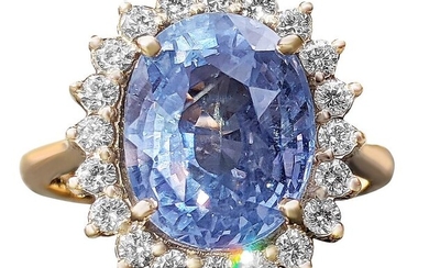 Ceylon 7.80 Carat Blue Sapphire And Diamonds Diana Ring - 18 kt. Yellow gold - Ring - 7.80 ct Sapphire - Diamonds, NO RESERVE
