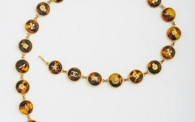 Chanel Gold-Tone and Faux Tortoise Medallion Belt