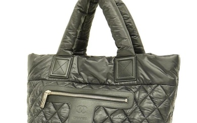 Chanel Handbag Coco Cocoon Nylon Black Silver Hardware Women's