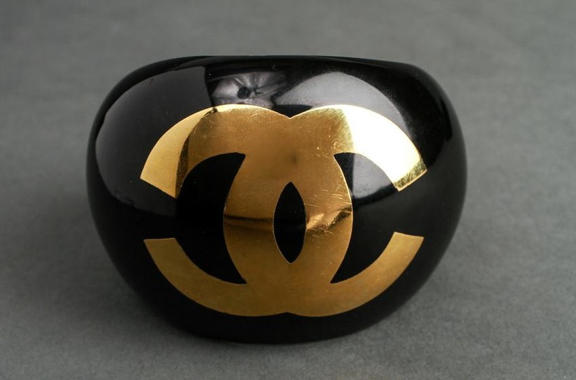 Chanel Runway Resin Cuff Bracelet w Gold-Tone Logo